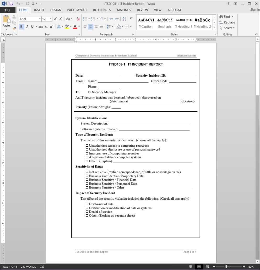 It Incident Report Template | Itsd108 1 Regarding Incident Report Log Template