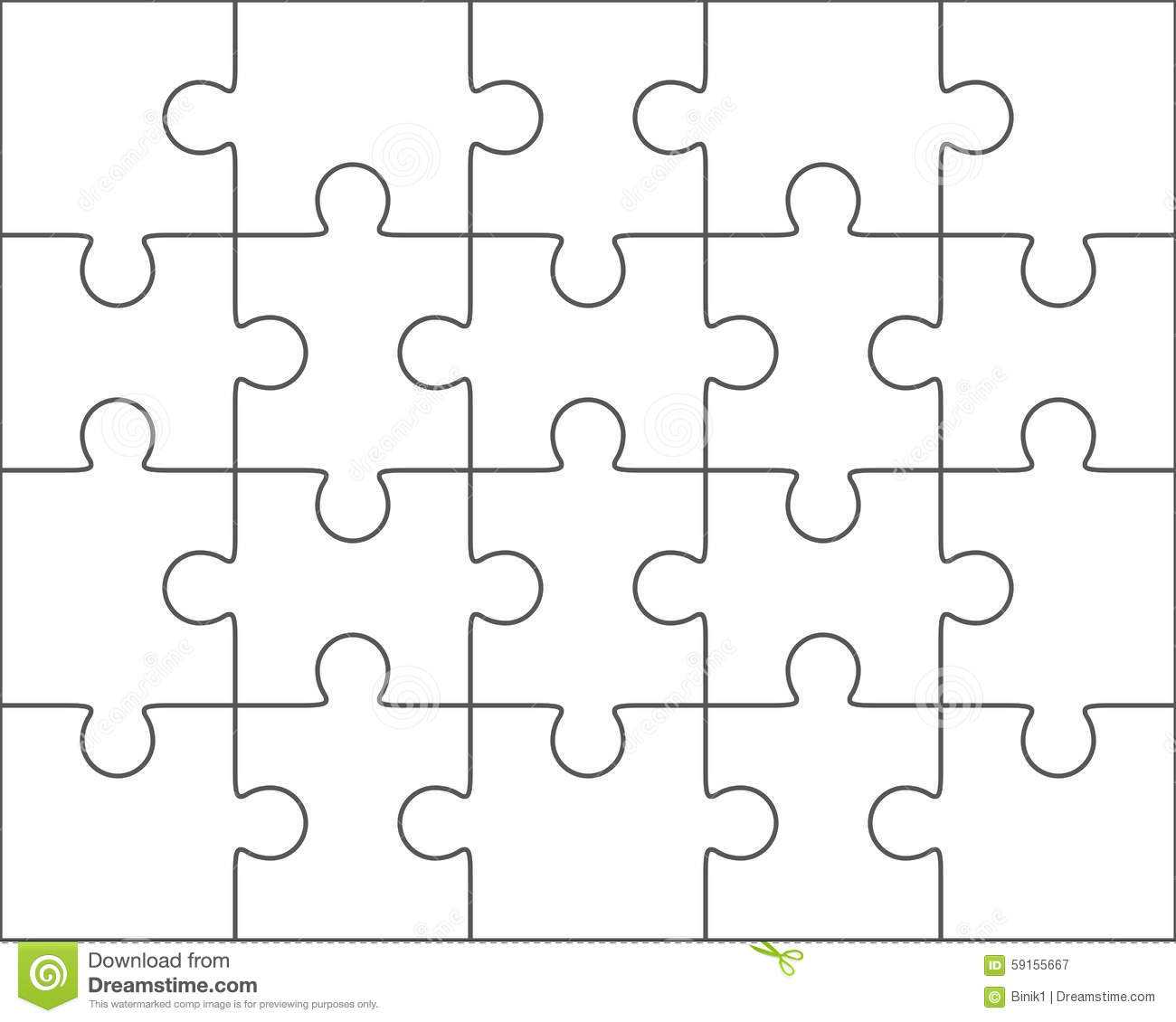 Jigsaw Puzzle Blank Template 4X5, Twenty Pieces Stock In Blank Jigsaw Piece Template