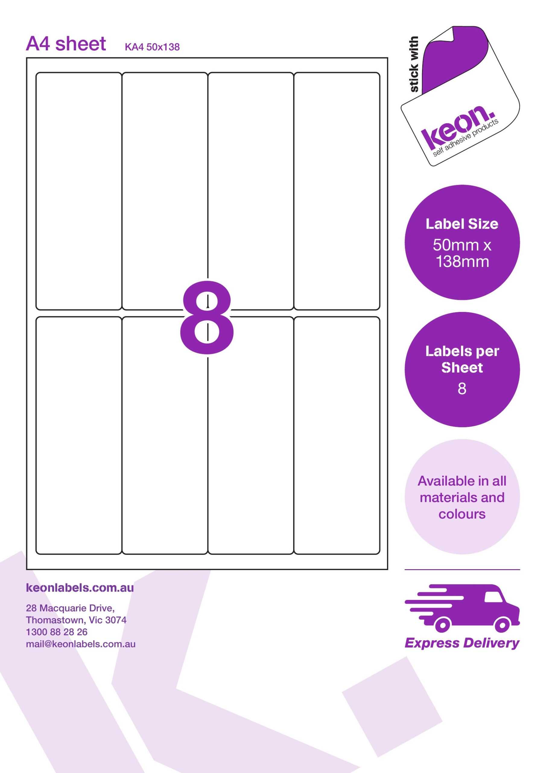Ka4 50 X 138 R213 Within 8 Labels Per Sheet Template Word