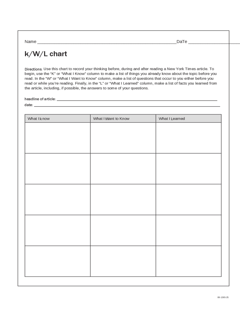 Kwl Chart – 3 Free Templates In Pdf, Word, Excel Download Inside Kwl Chart Template Word Document