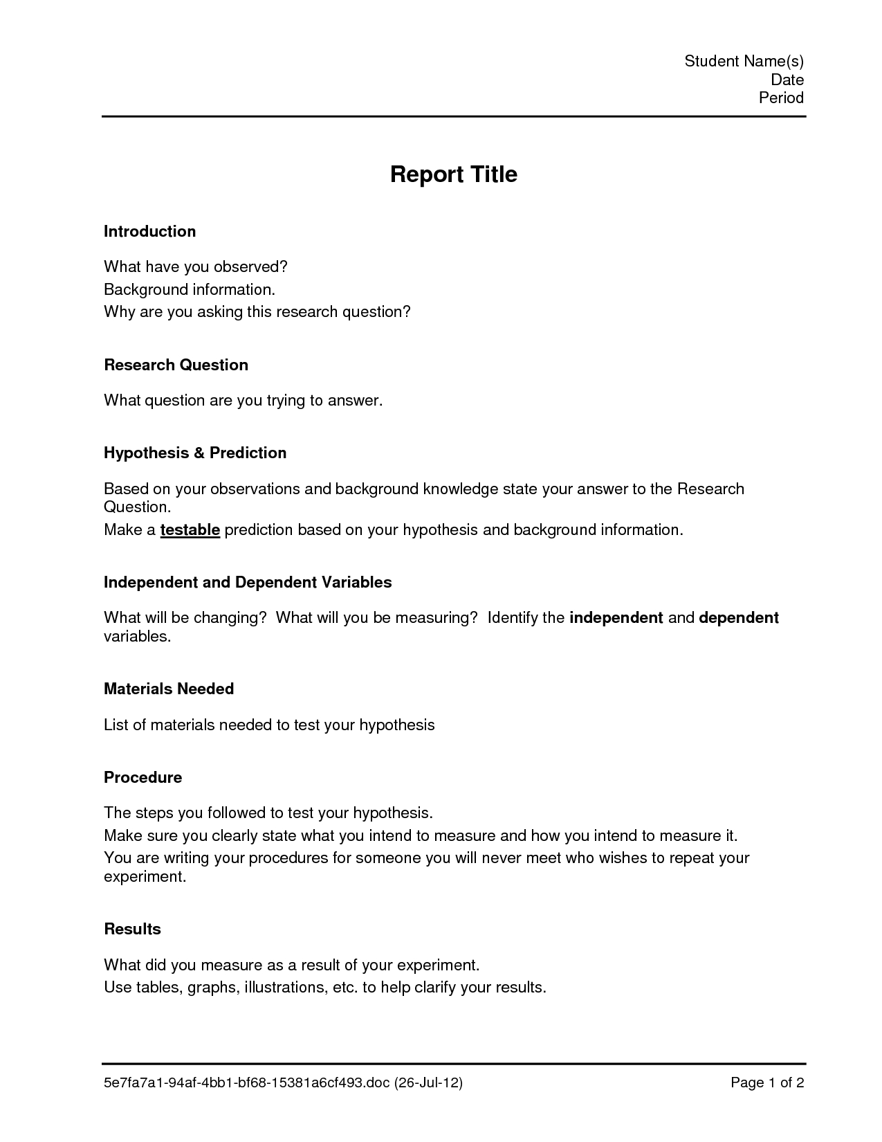 Lab Report Template | E Commercewordpress Within Lab Report Template Word