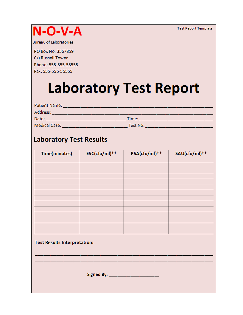 Laboratory Test Report Template Within Test Template For Word