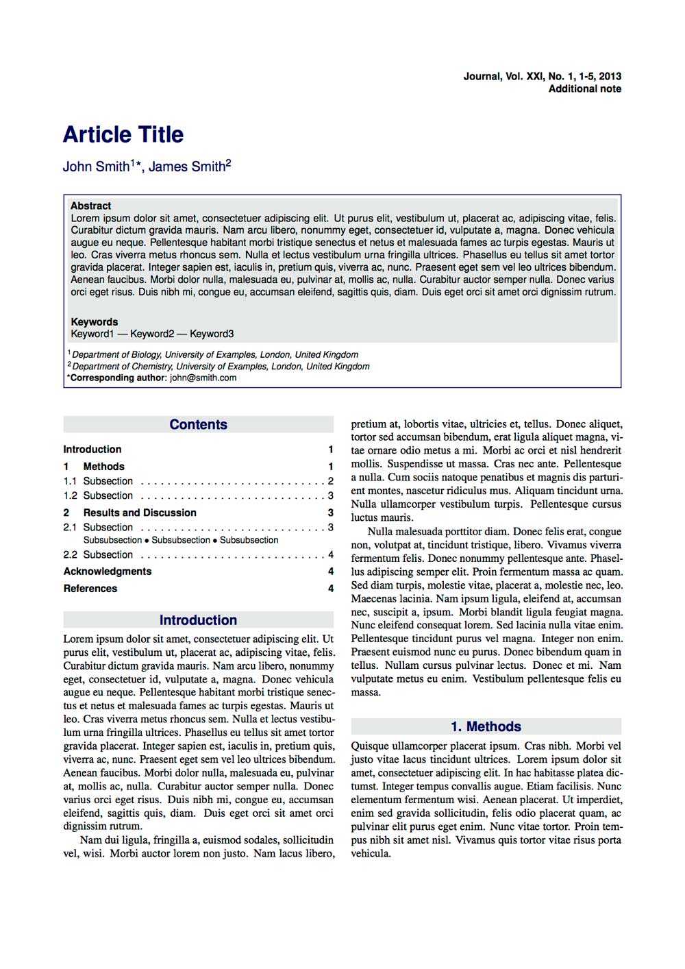 Latex Typesetting – Showcase Intended For Academic Journal Template Word