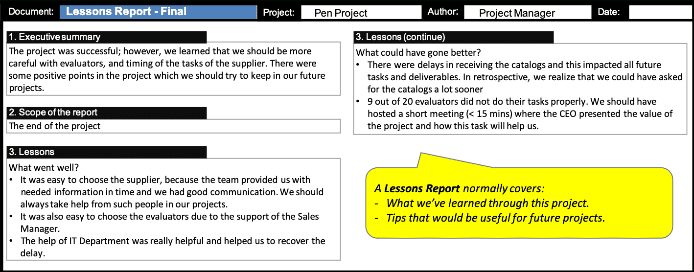 Lessons Report :: Prince2® Wiki With Regard To Lessons Learnt Report Template
