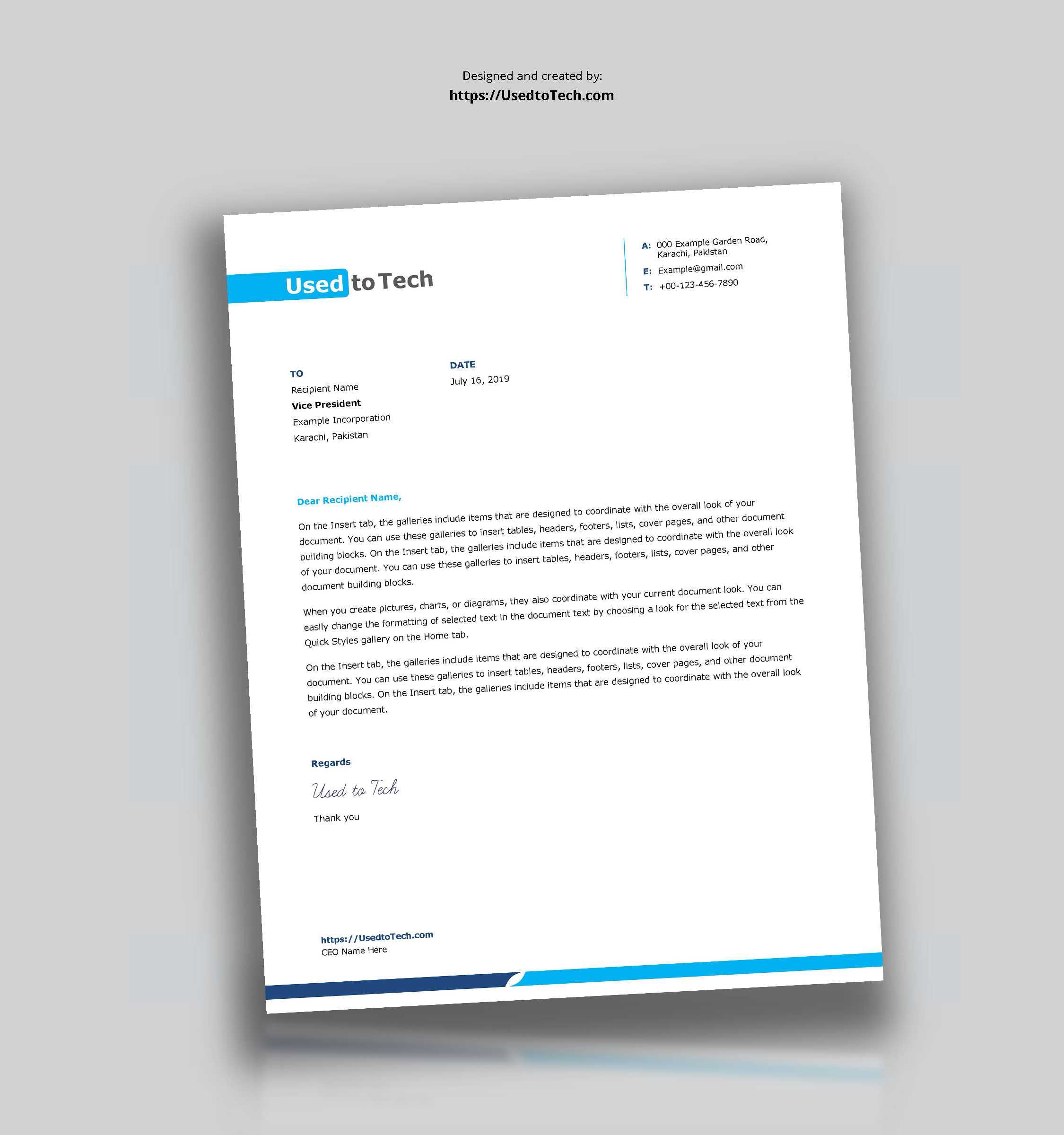 Letterhead Example – Calep.midnightpig.co Intended For Headed Letter Template Word