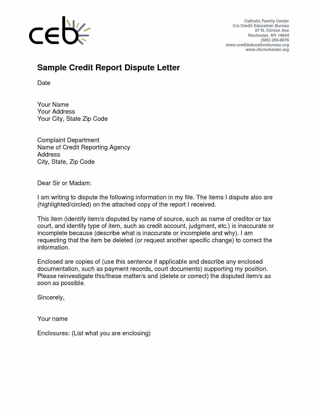Letters To Dispute Credit - Calep.midnightpig.co In Credit Report Dispute Letter Template
