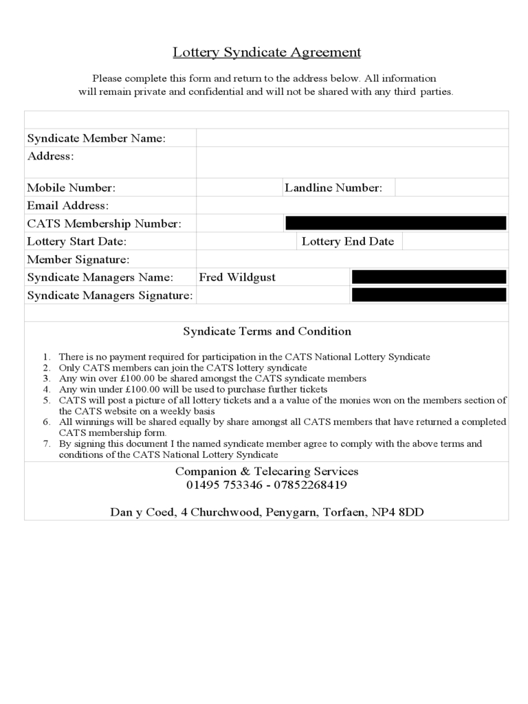 Lottery Syndicate Agreement Form – 6 Free Templates In Pdf For Lottery Syndicate Agreement Template Word