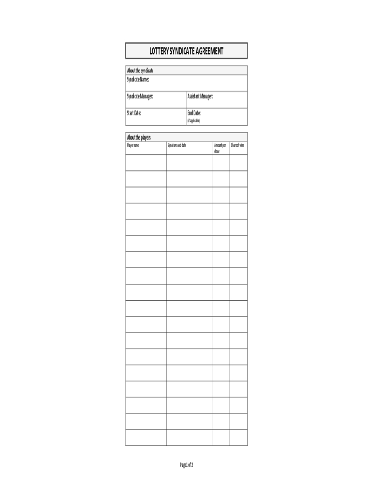 Lottery Syndicate Agreement Form – 6 Free Templates In Pdf In Lottery Syndicate Agreement Template Word
