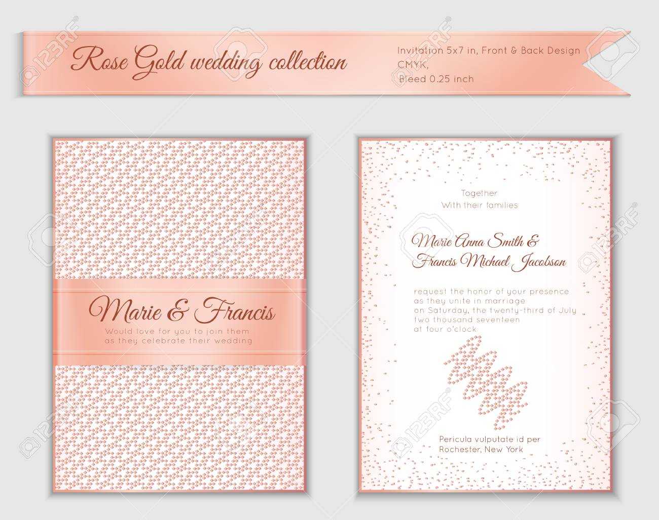 Luxury Wedding Invitation Template With Rose Gold Shiny Realistic.. Throughout Free Bridal Shower Banner Template