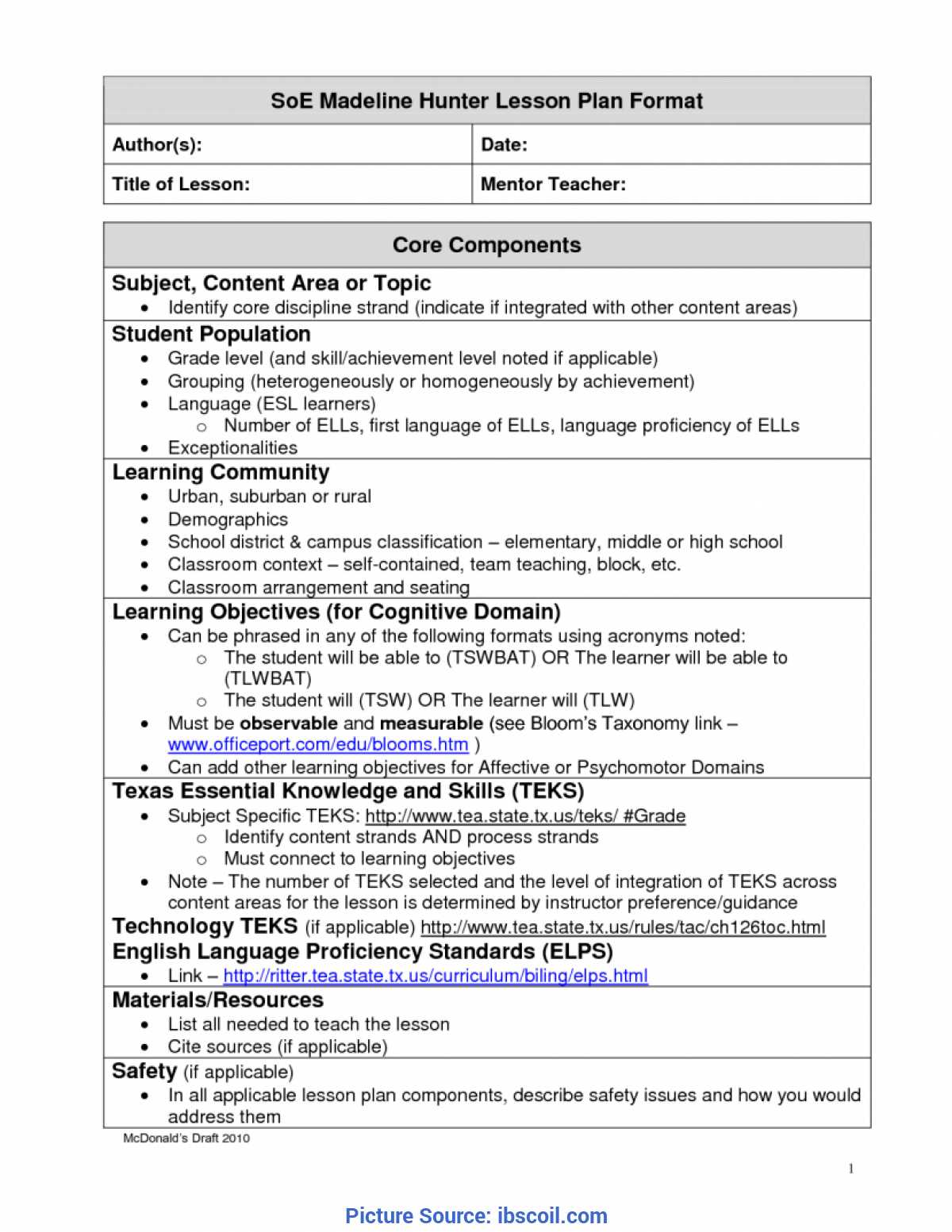 Madeline Hunter Lesson Plan Template Twiroo Com | Lesso Inside Madeline Hunter Lesson Plan Template Blank