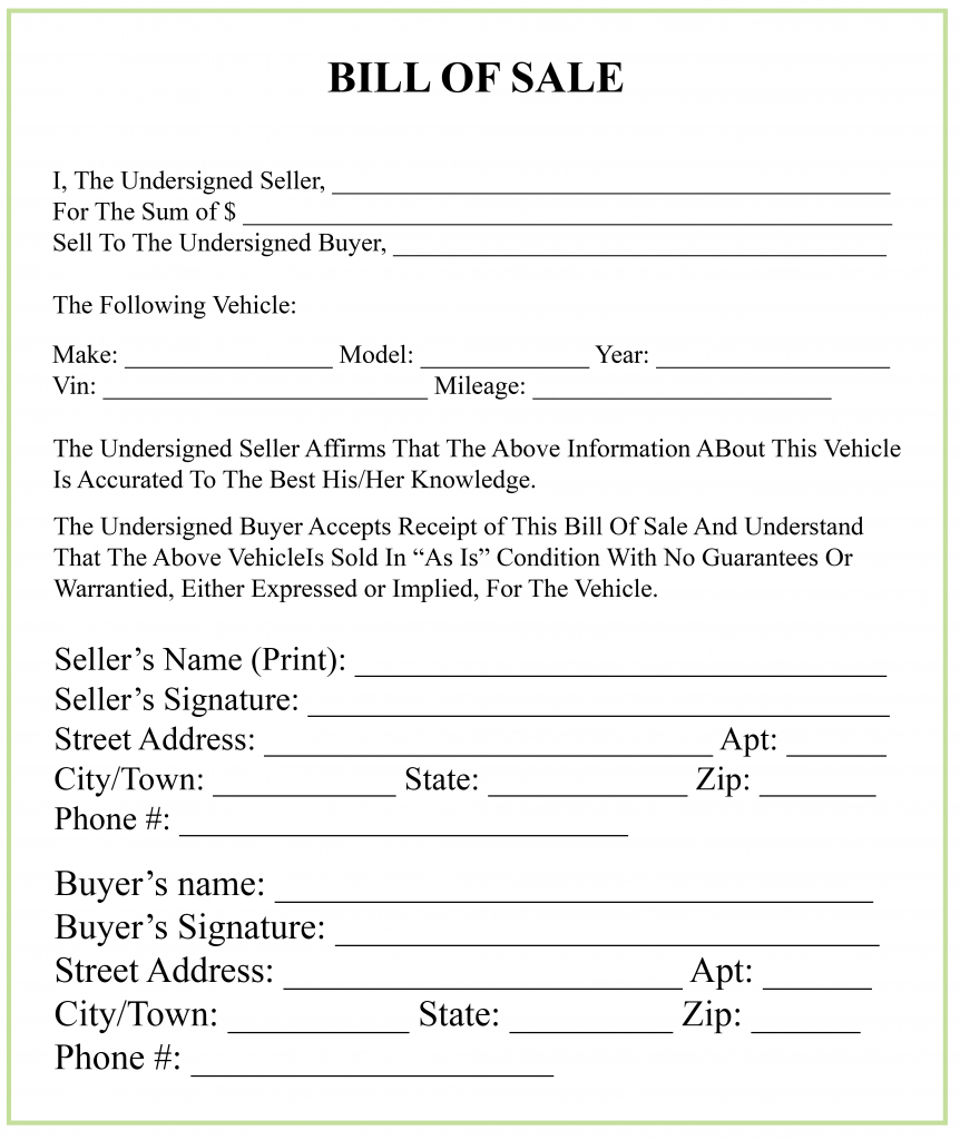 Maine Bill Of Sale Form For Dmv, Car, Boat – Pdf & Word Regarding Vehicle Bill Of Sale Template Word