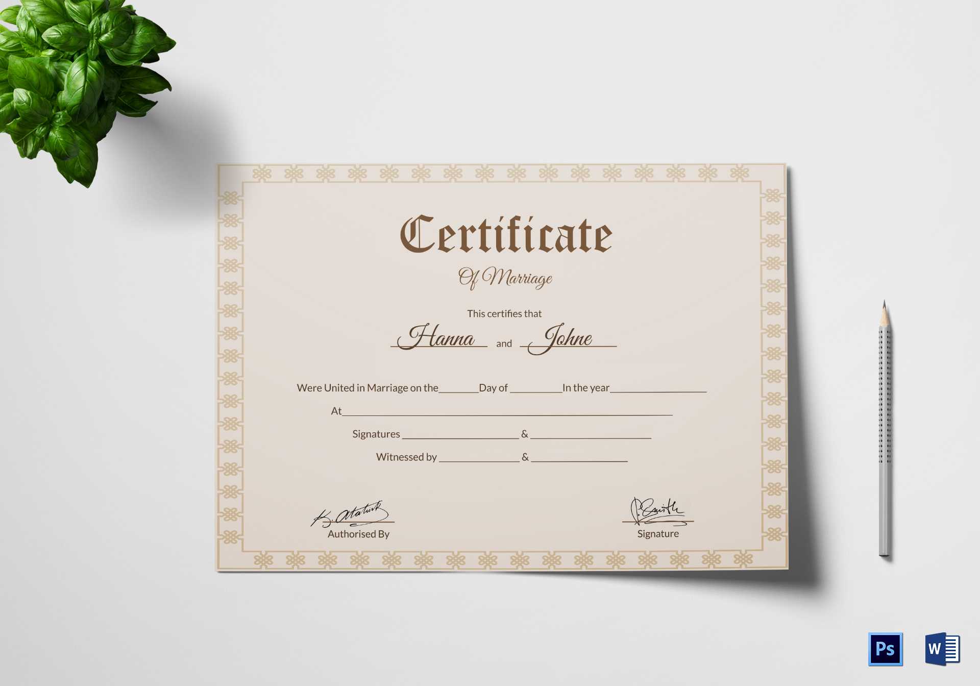 Marriage Certificate Design – Yeppe.digitalfuturesconsortium For Blank Marriage Certificate Template