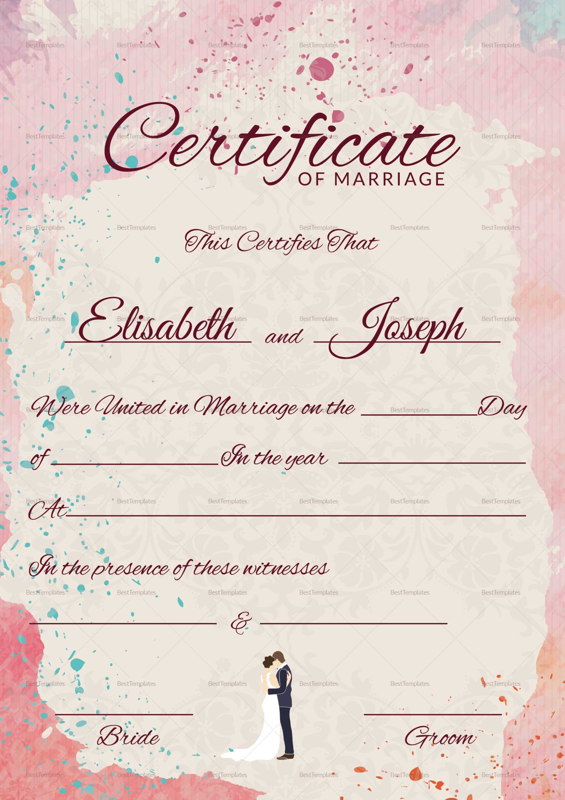 Marriage Certificate Design - Yeppe.digitalfuturesconsortium In Blank Marriage Certificate Template