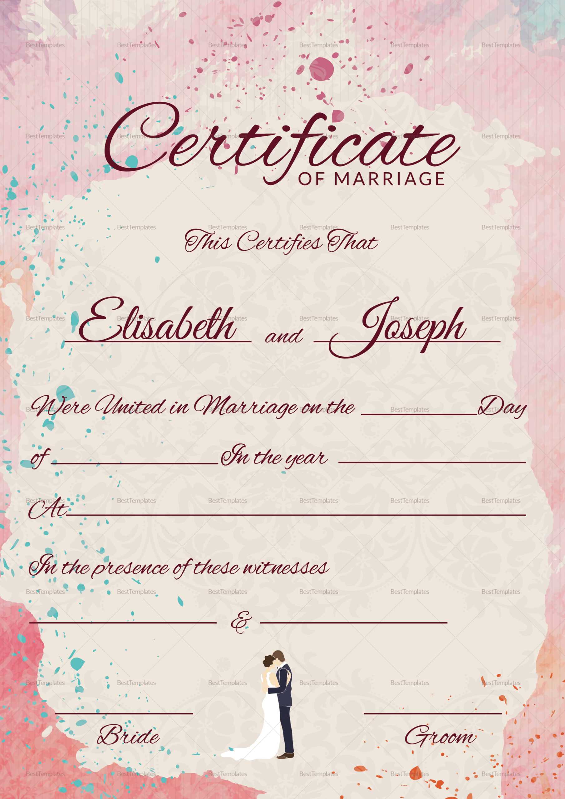 Marriage Certificate Design – Yeppe.digitalfuturesconsortium In Blank Marriage Certificate Template