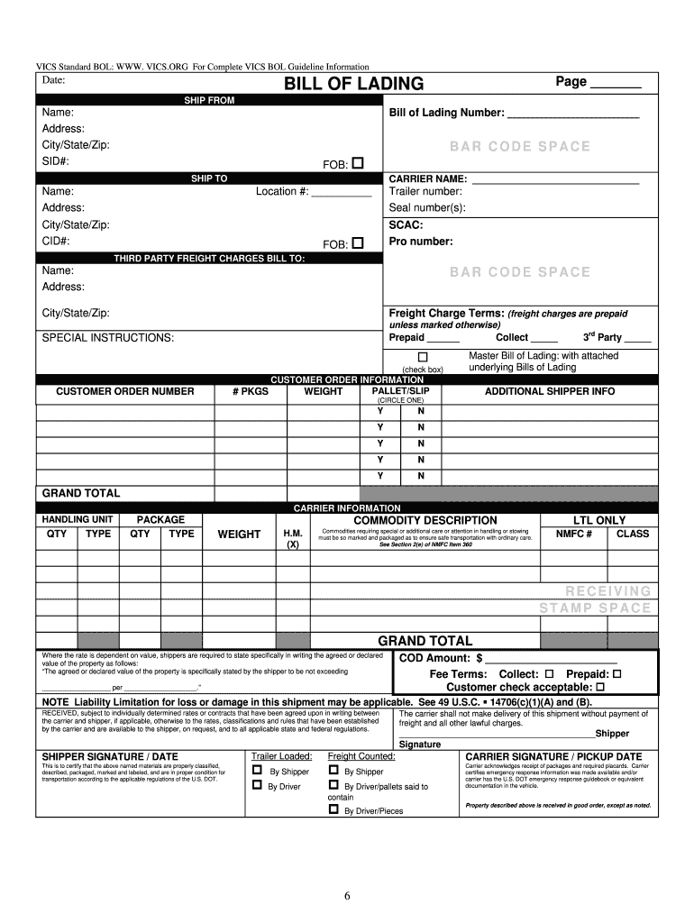 Master Bill Of Lading Form – Calep.midnightpig.co Intended For Blank Bol Template