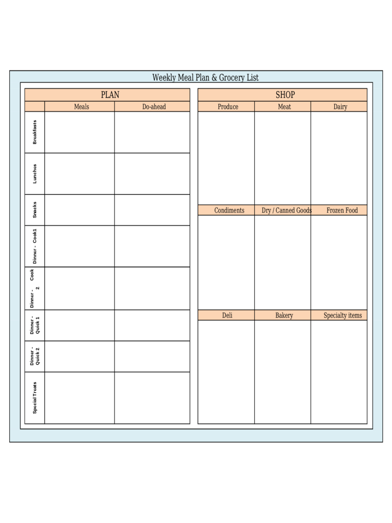 Menu Planner Template – 5 Free Templates In Pdf, Word, Excel With Regard To Meal Plan Template Word