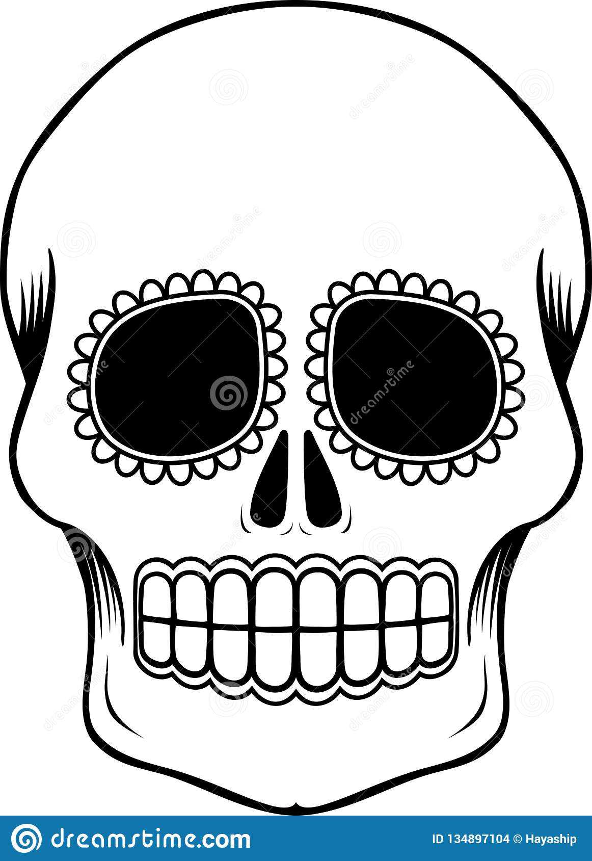 Mexican Sugar Skull Template Stock Vector - Illustration Of For Blank Sugar Skull Template