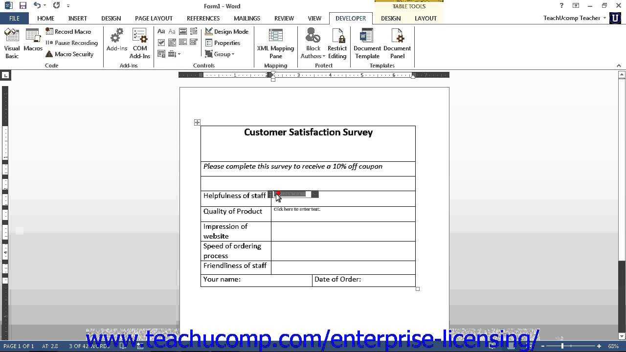 Microsoft Office Word 2013 Tutorial Creating Forms 21.4 Employee Group  Training With Creating Word Templates 2013