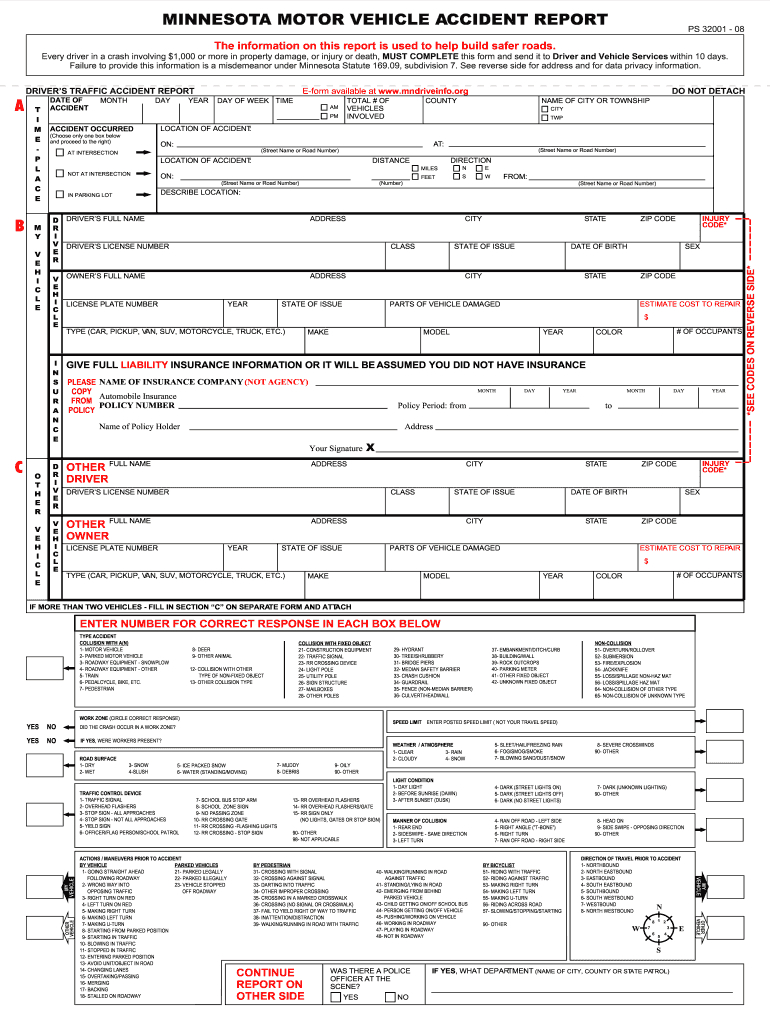 Minnesota Accident Report – Fill Out And Sign Printable Pdf Template |  Signnow In Vehicle Accident Report Template