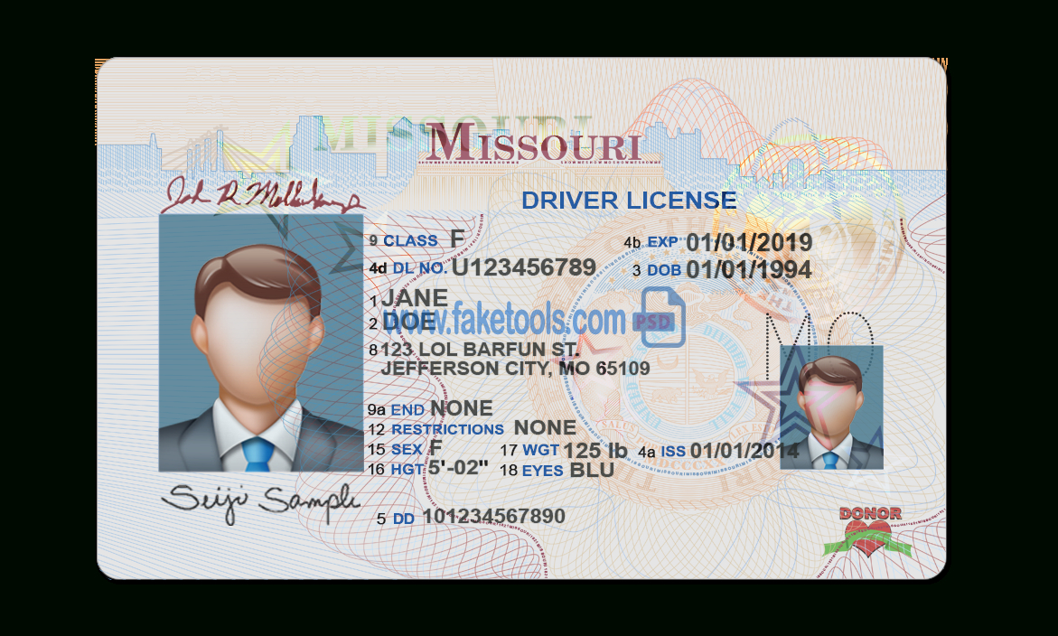 Missouri Driver License Psd Template With Blank Drivers License Template