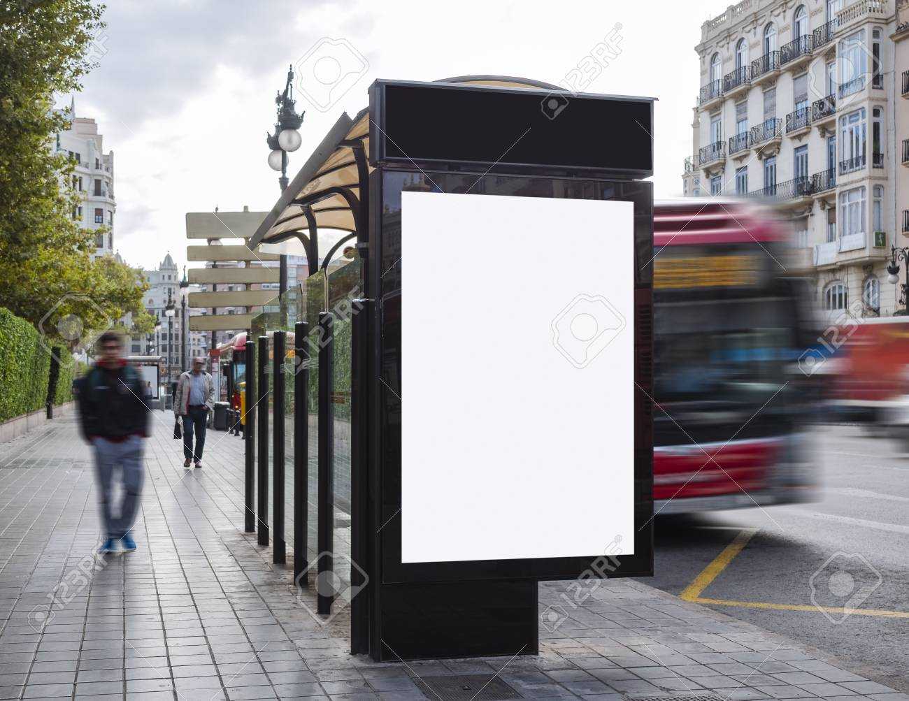 Mock Up Poster Template At Bus Station Billboard Banner Advertising.. Inside Street Banner Template