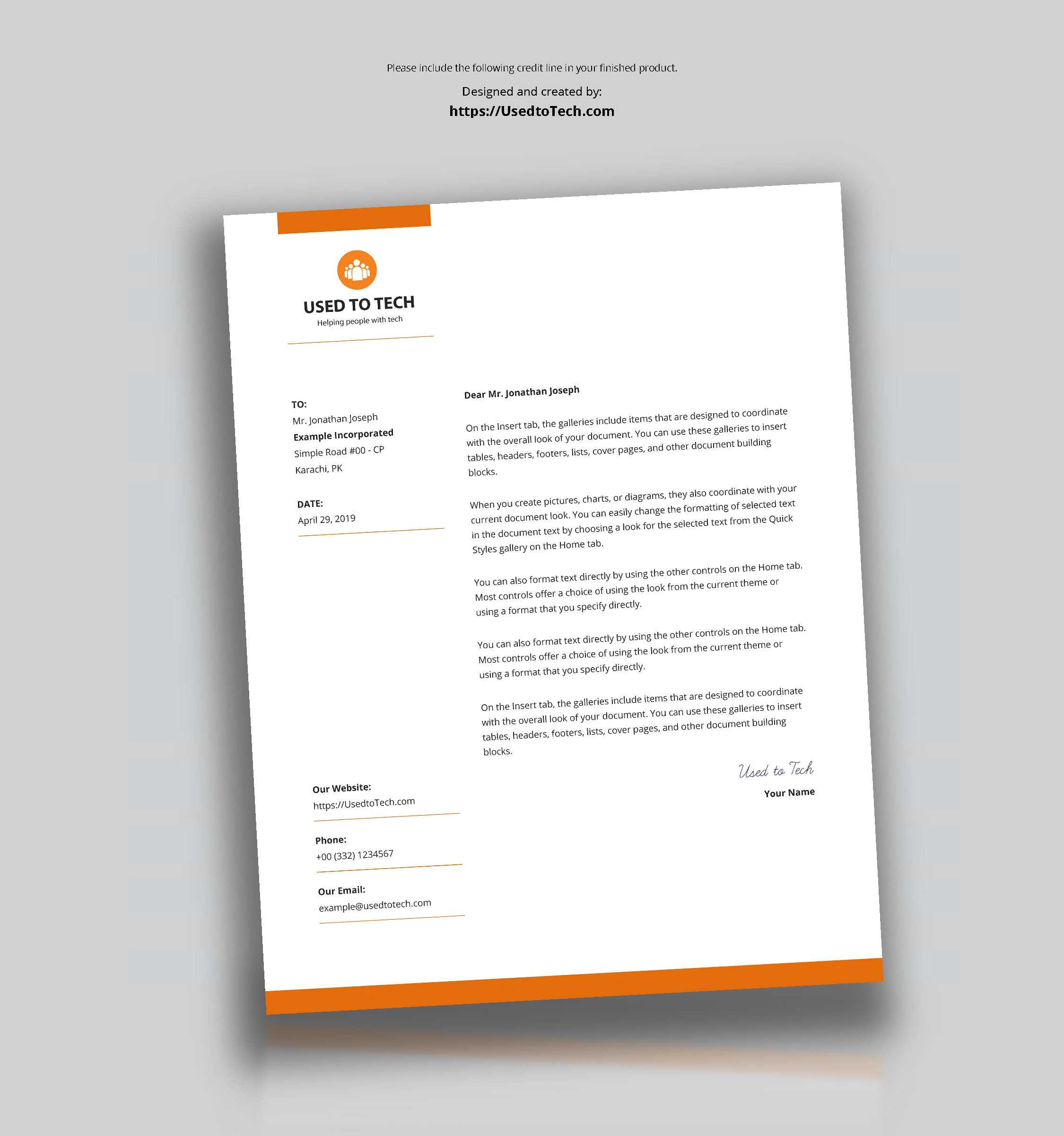 Modern Letterhead Template In Microsoft Word Free - Used To Tech Throughout Free Letterhead Templates For Microsoft Word
