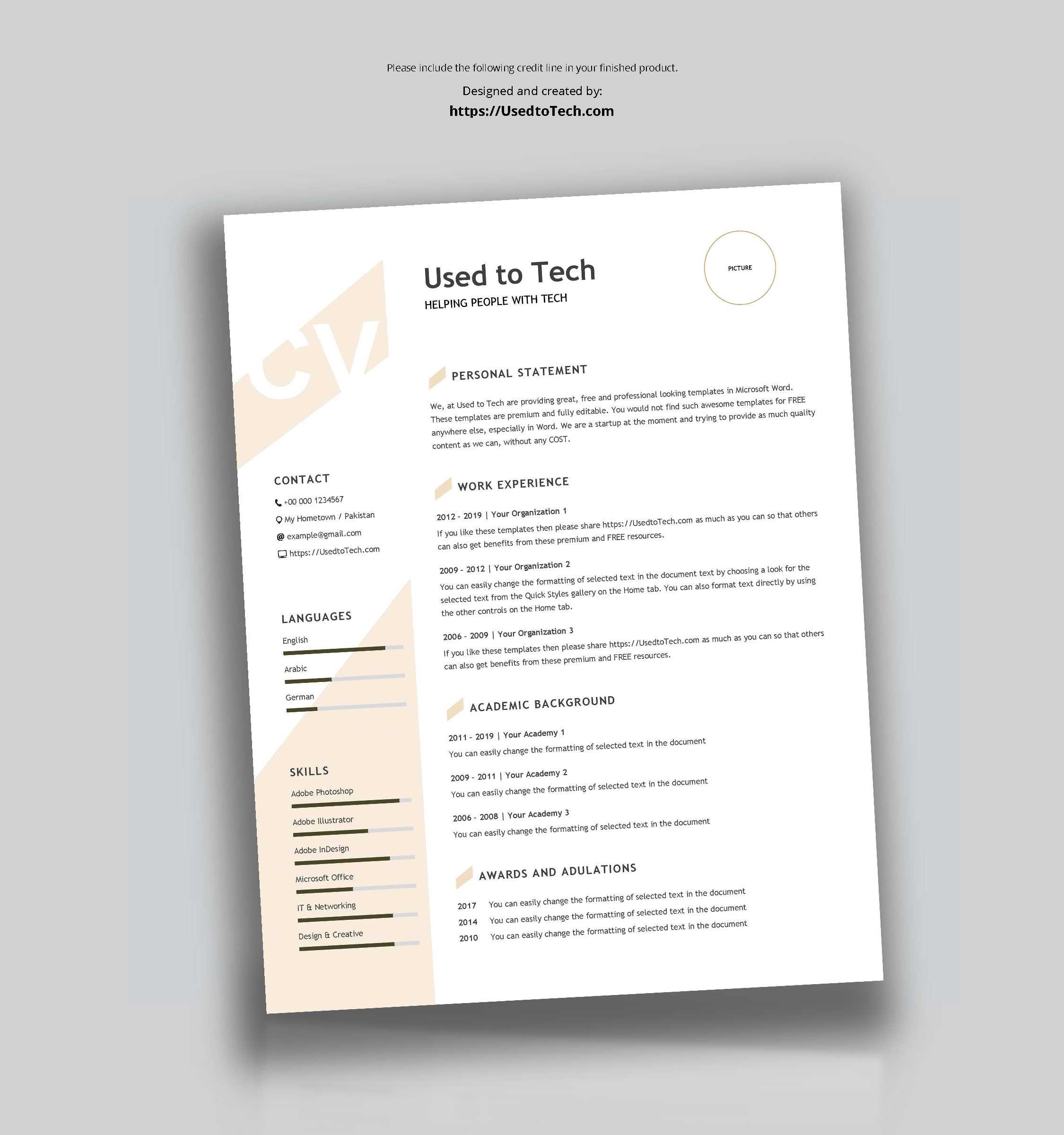 Modern Resume Template In Word Free - Used To Tech With Microsoft Word Resume Template Free