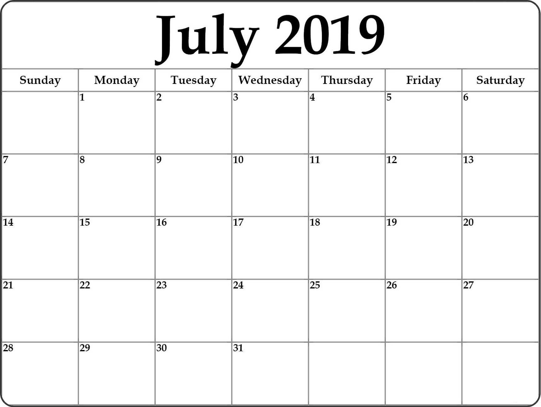 Month At A Glance Calendar Printable 2019 | Calendar Shelter Inside Month At A Glance Blank Calendar Template