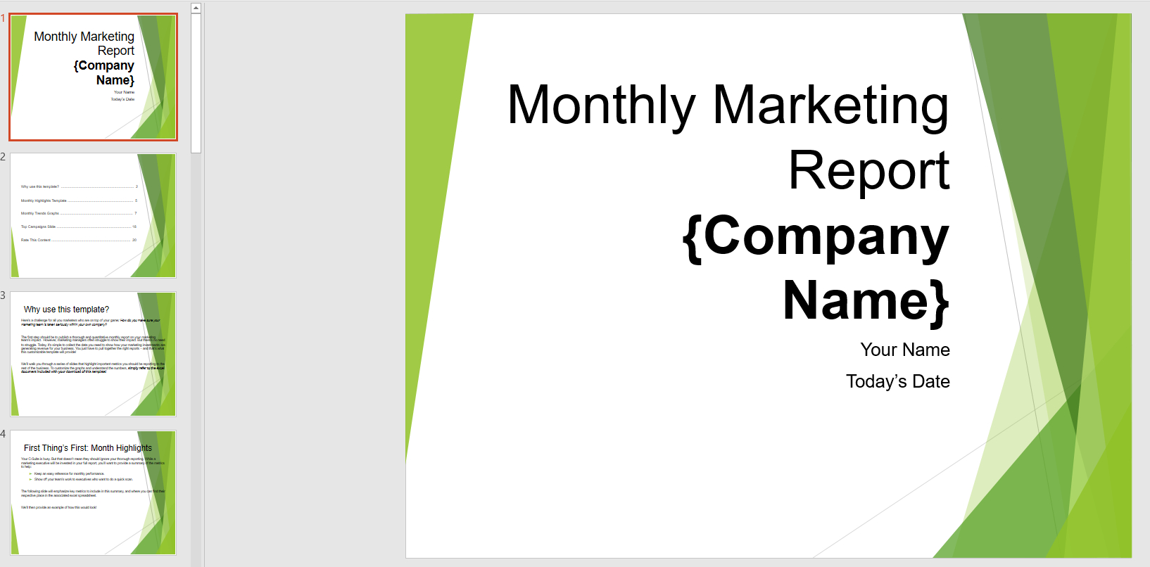 Monthly Marketing Reporting Powerpoint Template | Templates For Monthly Report Template Ppt