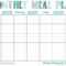 Monthly Meal Plan Printable | Template Business Psd, Excel For Meal Plan Template Word