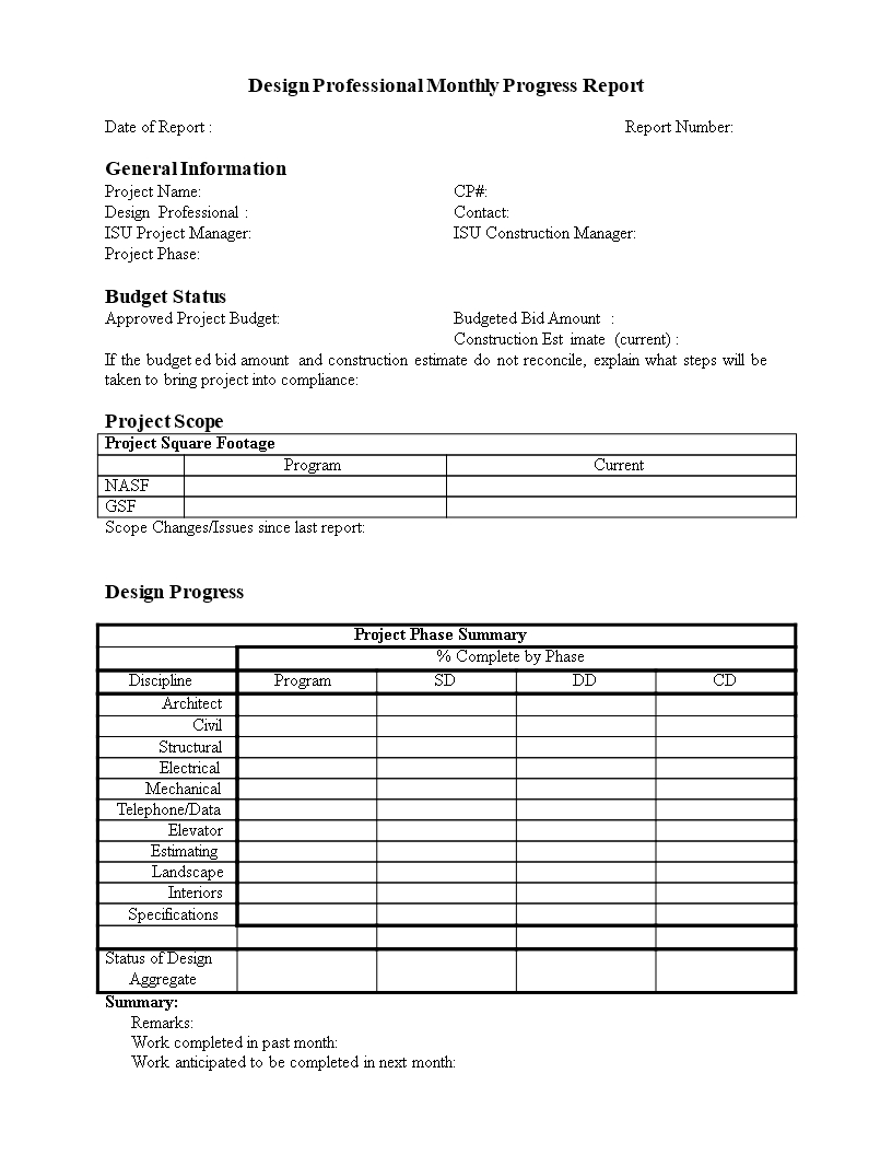 Monthly Progress Report In Word | Templates At Pertaining To Progress Report Template For Construction Project