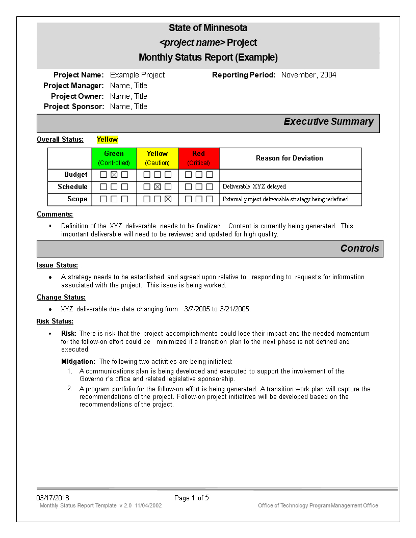 Monthly Status Report | Templates At Allbusinesstemplates Pertaining To Executive Summary Project Status Report Template