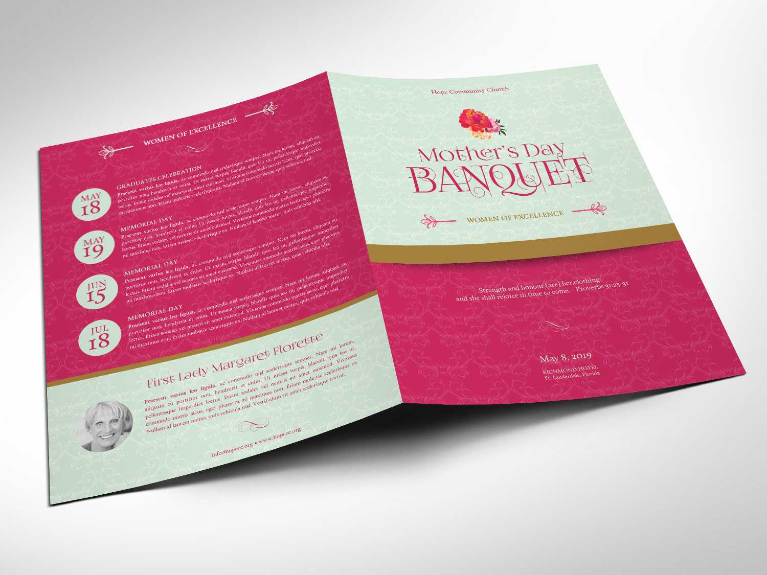 Mothers Day Event Program Word Publisher Template – Large Regarding Church Program Templates Word