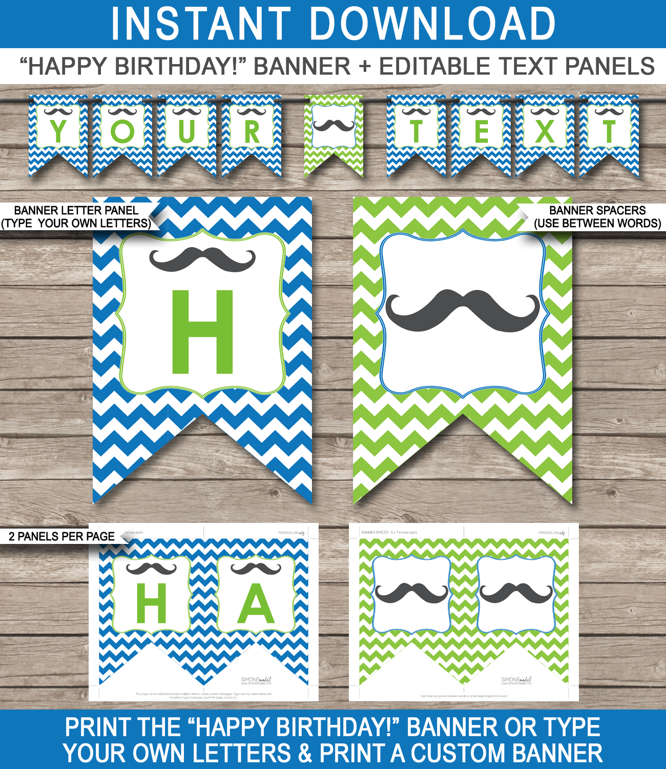 Mustache Party Banner Template Within Free Printable Party Banner Templates