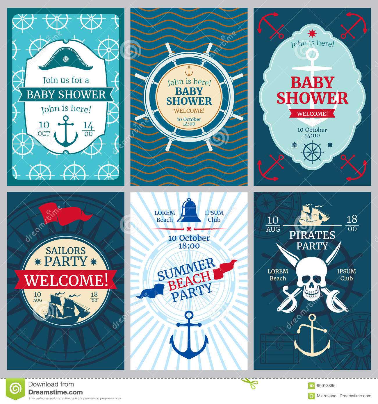 Nautical Baby Shower, Birthday, Beach Party Vector With Regard To Nautical Banner Template