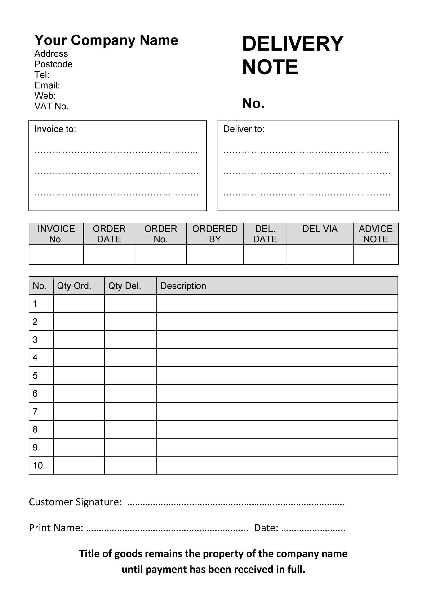 Ncr Word Template Download Throughout Proof Of Delivery Template Word