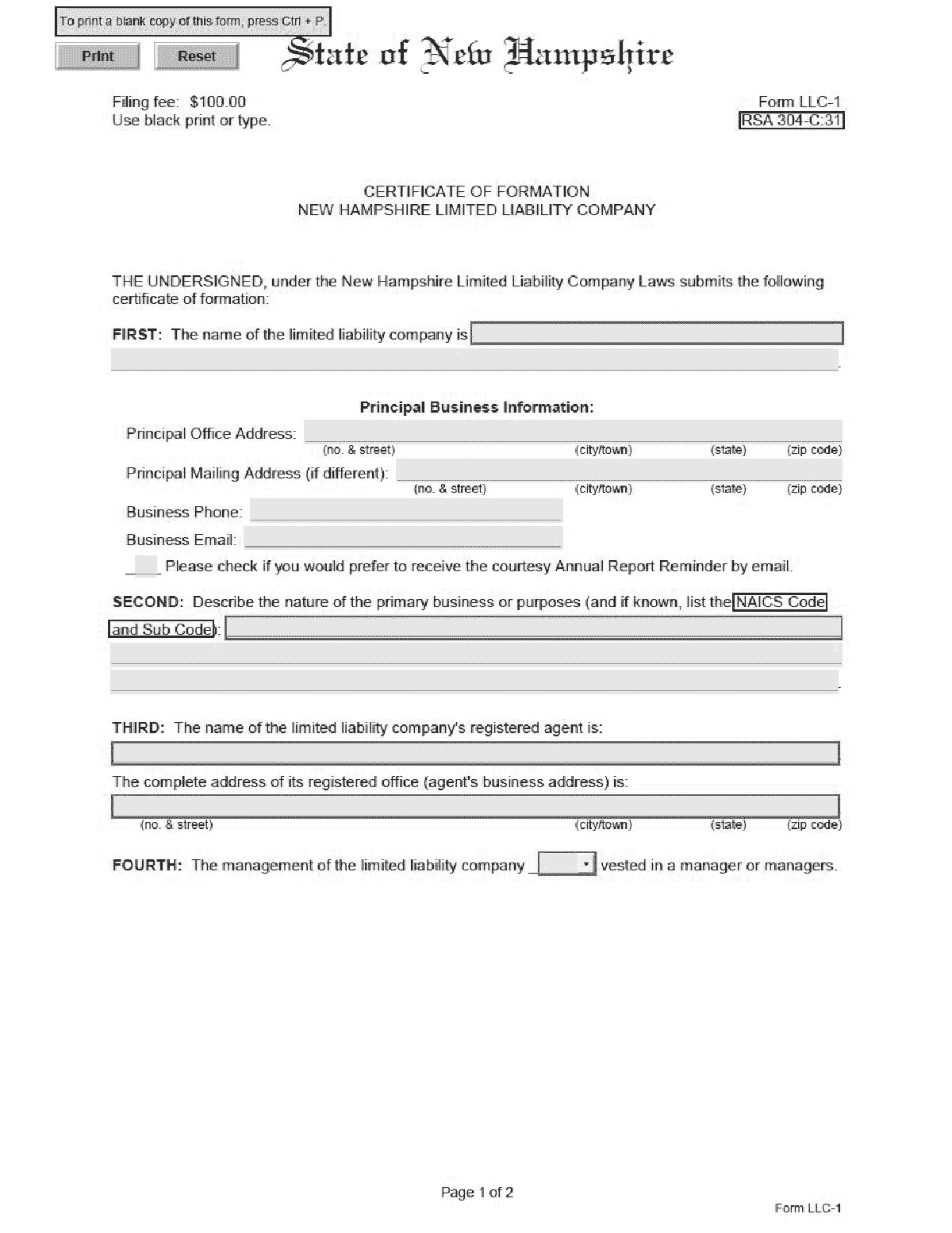Nh Llc – How To Form An Llc In New Hampshire Within Llc Annual Report Template