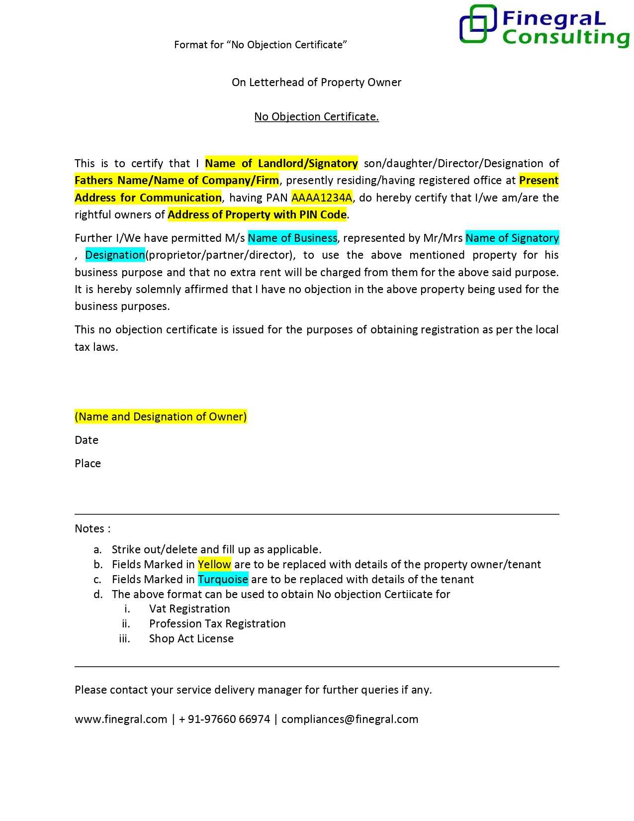 No Objection Certificate Format Template – Google Docs Templates Intended For Noc Report Template