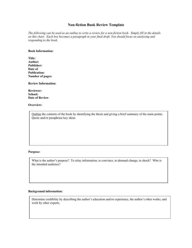 Non Fiction Book Review Template Intended For Nonfiction Book Report Template