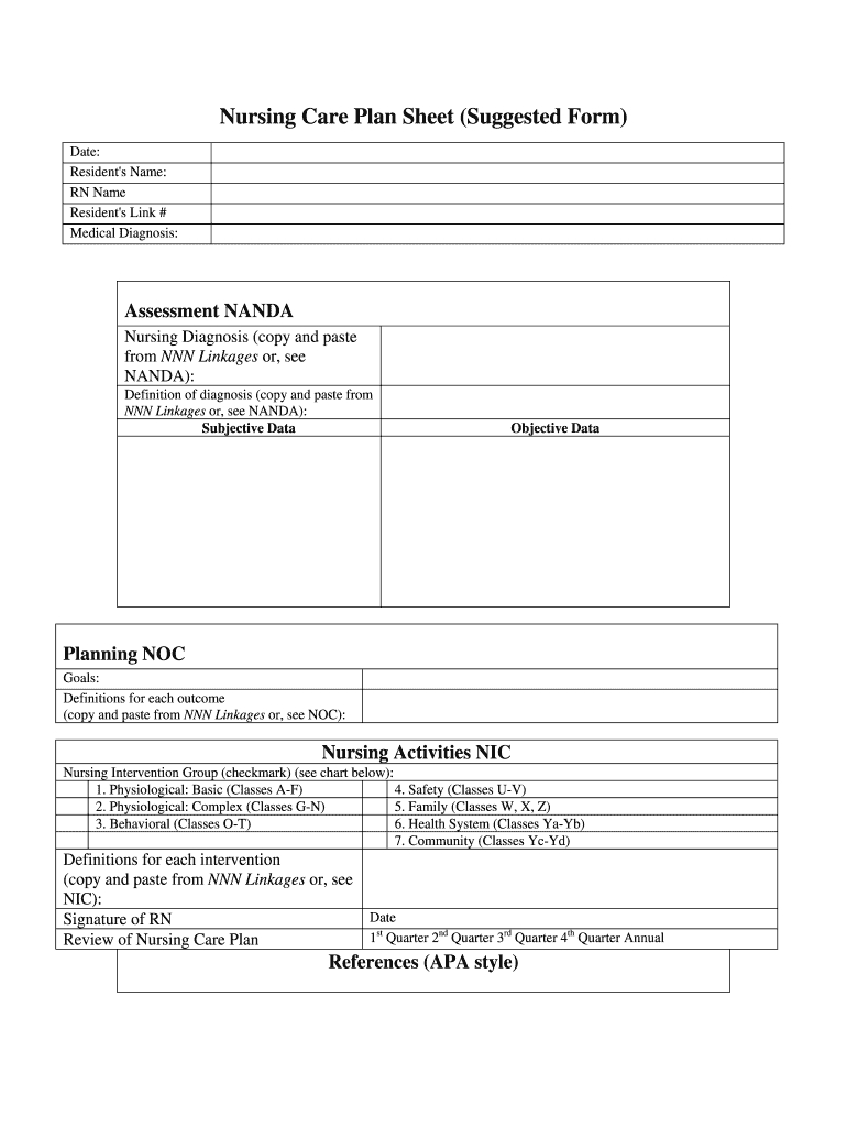 Nursing Care Plan Template Pdf Download – Fill Out And Sign Printable Pdf  Template | Signnow With Regard To Nursing Care Plan Templates Blank