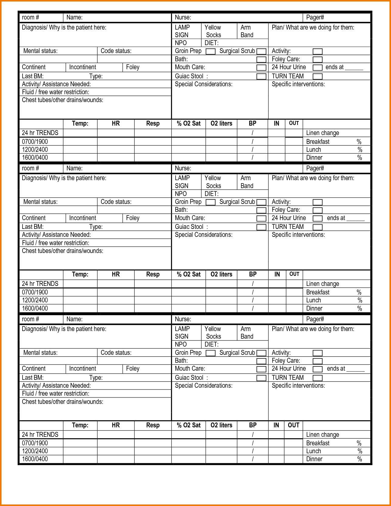 Nursing Templates For Report – Dalep.midnightpig.co With Nurse Report Sheet Templates