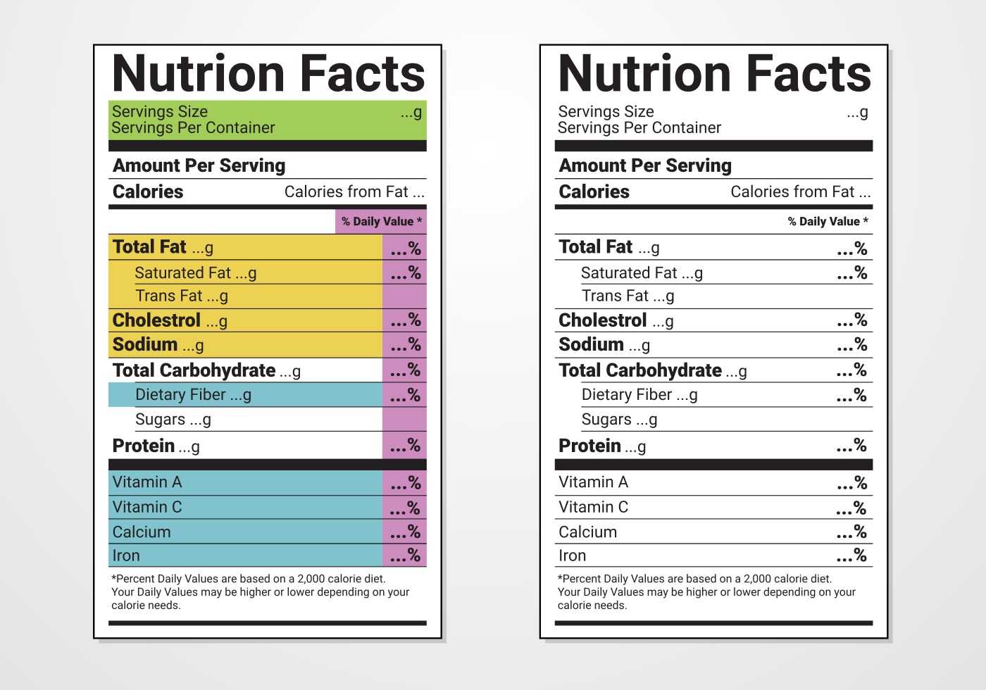 Nutrition Facts Label Vector Templates - Download Free In Nutrition Label Template Word