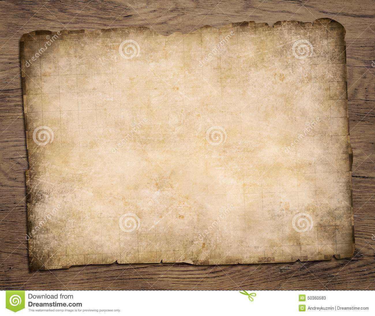 Old Blank Parchment Treasure Map On Wooden Table Stock Image In Blank Pirate Map Template