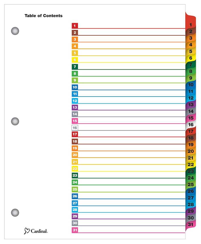 Onestep® Printable Table Of Contents Dividers, 1 31, Multicolor In Blank Table Of Contents Template Pdf