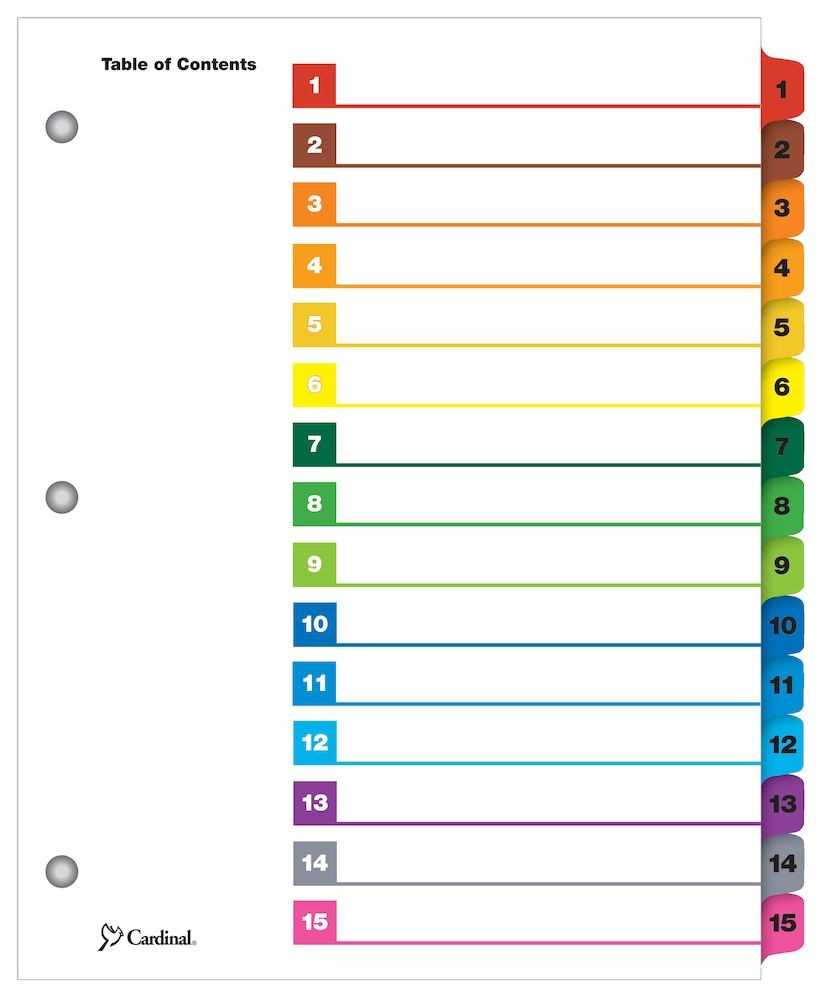 Onestep® Printable Table Of Contents Dividers, 15 Tab, Multicolor Inside Blank Table Of Contents Template