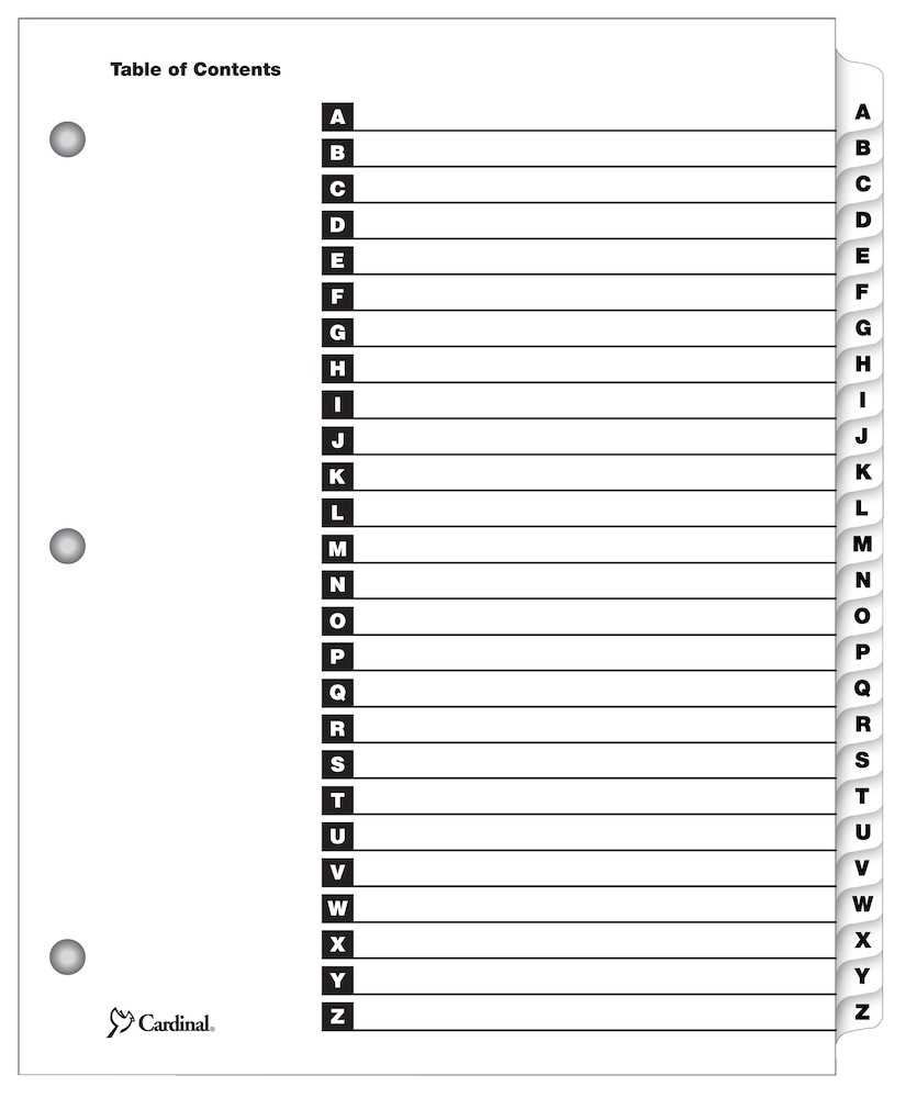 Onestep® Printable Table Of Contents Dividers, A Z, White In Blank Table Of Contents Template