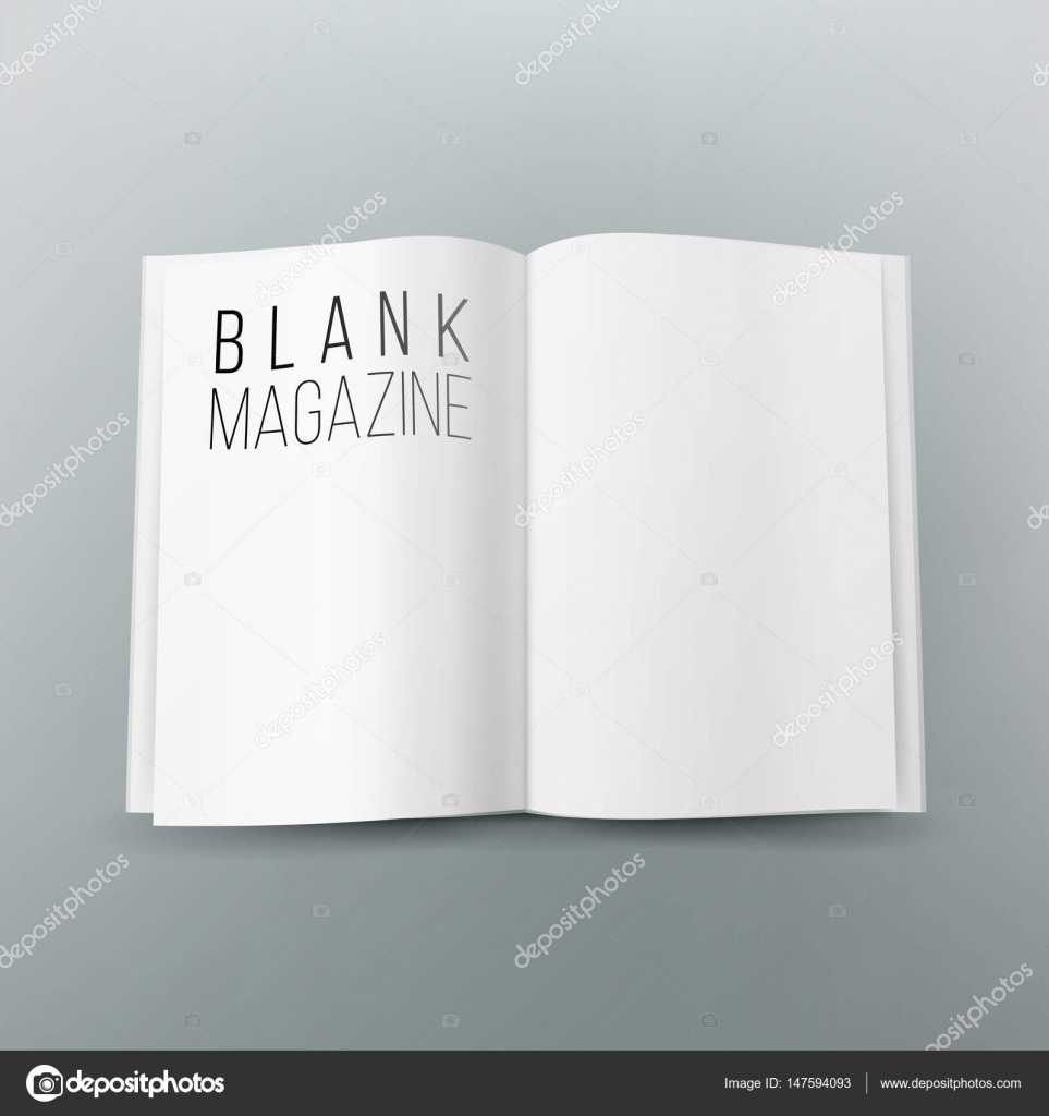 Open Magazine Spread Blank Vector. 3D Realistic Template Intended For Blank Magazine Spread Template