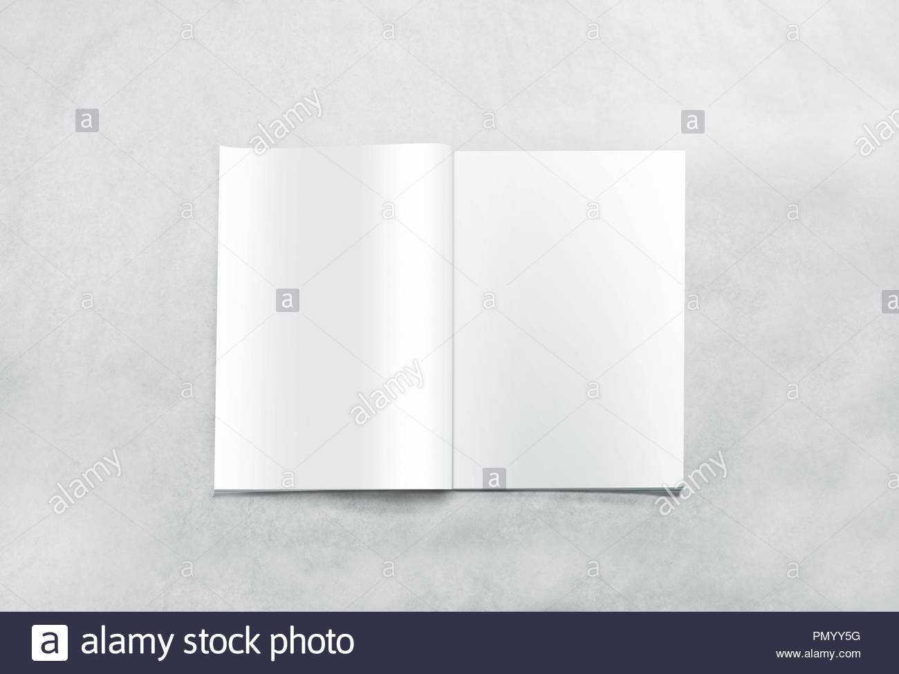 Opened Blank Magazine Pages Mockup, Isolated On Textured For Blank Magazine Spread Template