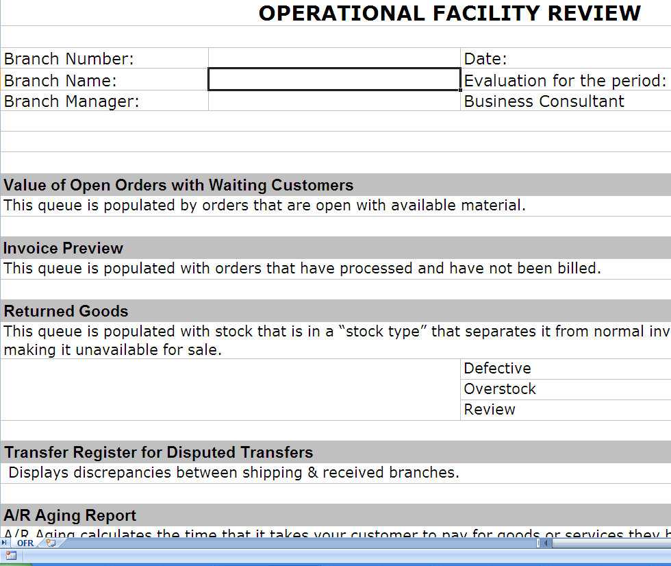 Operations Review | Operational Review | Post Erp Implementation Throughout Implementation Report Template