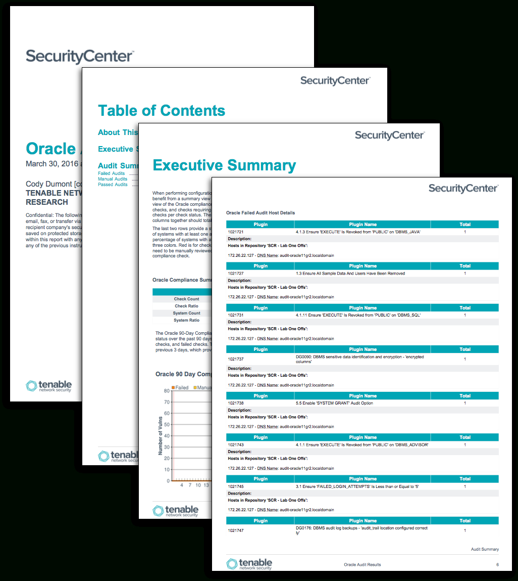 Oracle Audit Results – Sc Report Template | Tenable® In Data Center Audit Report Template